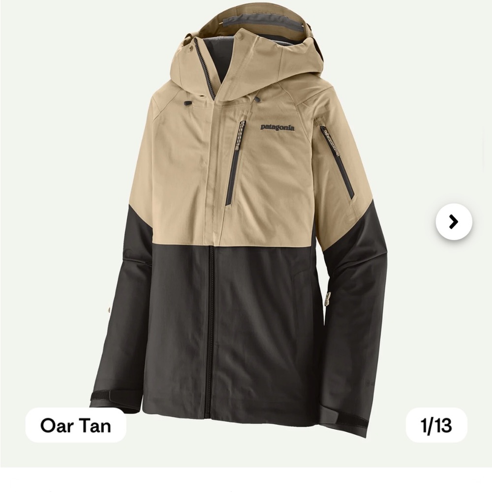 Patagonia Tan and Black Ski Jacket - Women’s Small
